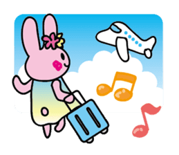 colorful pink rabbit sticker #12398488