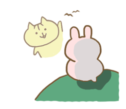 Rabbit and cat spend loosely everyday sticker #12401695