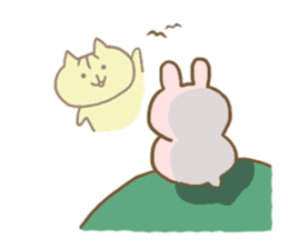 Rabbit and cat spend loosely everyday sticker #12401695