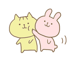 Rabbit and cat spend loosely everyday sticker #12401703