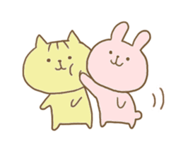 Rabbit and cat spend loosely everyday sticker #12401703
