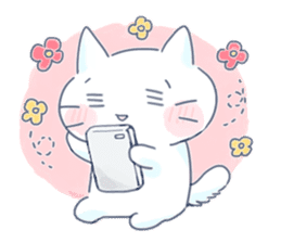 Yururi White cat3 sticker #12402867