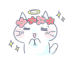 Yururi White cat3 sticker #12402875