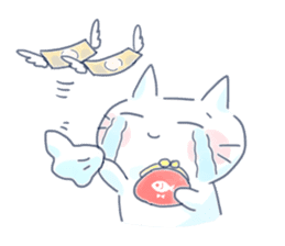Yururi White cat3 sticker #12402879