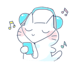 Yururi White cat3 sticker #12402886
