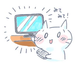 Yururi White cat3 sticker #12402889
