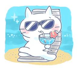 Yururi White cat3 sticker #12402891