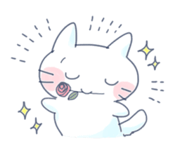 Yururi White cat3 sticker #12402893