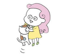 Pretty girls with a cat sticker #12422086