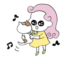 Pretty girls with a cat sticker #12422087