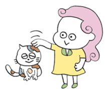 Pretty girls with a cat sticker #12422088