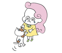 Pretty girls with a cat sticker #12422089