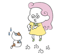 Pretty girls with a cat sticker #12422092