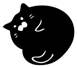 A round black cat answers. sticker #12433819