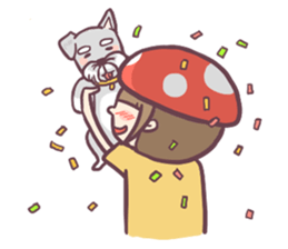 Mushroom girl with her dog sticker #12442471