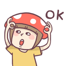 Mushroom girl with her dog sticker #12442476