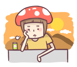 Mushroom girl with her dog sticker #12442477