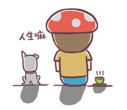 Mushroom girl with her dog sticker #12442478