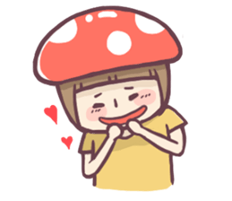 Mushroom girl with her dog sticker #12442480