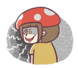 Mushroom girl with her dog sticker #12442483