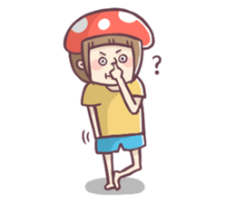 Mushroom girl with her dog sticker #12442484