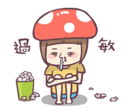 Mushroom girl with her dog sticker #12442486