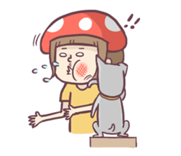 Mushroom girl with her dog sticker #12442487
