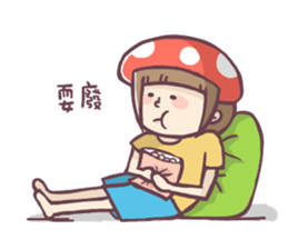 Mushroom girl with her dog sticker #12442493