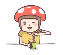 Mushroom girl with her dog sticker #12442496