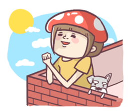 Mushroom girl with her dog sticker #12442499