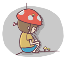 Mushroom girl with her dog sticker #12442500