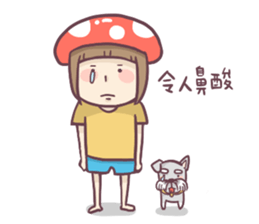 Mushroom girl with her dog sticker #12442501