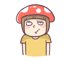 Mushroom girl with her dog sticker #12442505