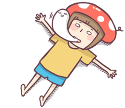 Mushroom girl with her dog sticker #12442509