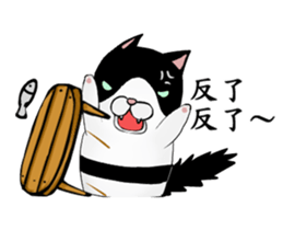Black and white cat (Ou bei cat) sticker #12478555