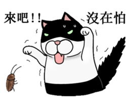 Black and white cat (Ou bei cat) sticker #12478556