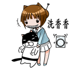 Black and white cat (Ou bei cat) sticker #12478557