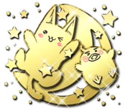 Glitter gold cat sticker #12487060
