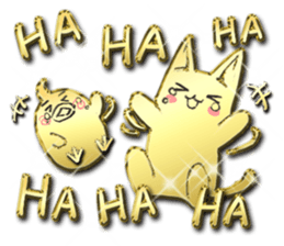 Glitter gold cat sticker #12487065