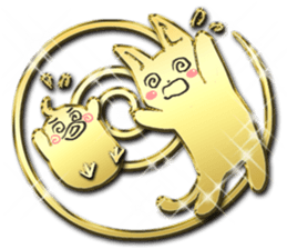 Glitter gold cat sticker #12487085