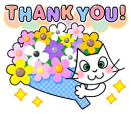 Cheerful & Sweet ! White Cat sticker #12520606