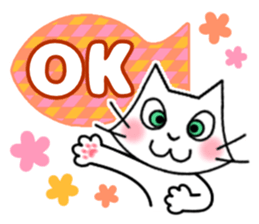 Cheerful & Sweet ! White Cat sticker #12520608