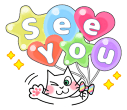 Cheerful & Sweet ! White Cat sticker #12520609