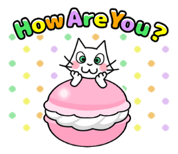 Cheerful & Sweet ! White Cat sticker #12520611