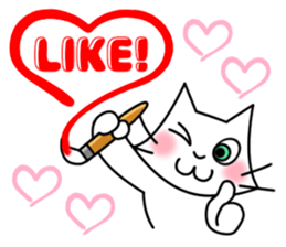 Cheerful & Sweet ! White Cat sticker #12520612
