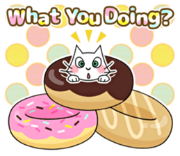 Cheerful & Sweet ! White Cat sticker #12520614