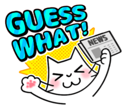 Cheerful & Sweet ! White Cat sticker #12520615
