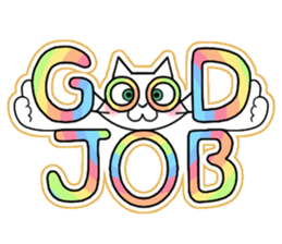 Cheerful & Sweet ! White Cat sticker #12520616