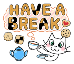 Cheerful & Sweet ! White Cat sticker #12520617