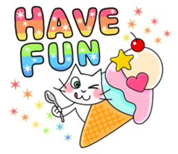 Cheerful & Sweet ! White Cat sticker #12520619
